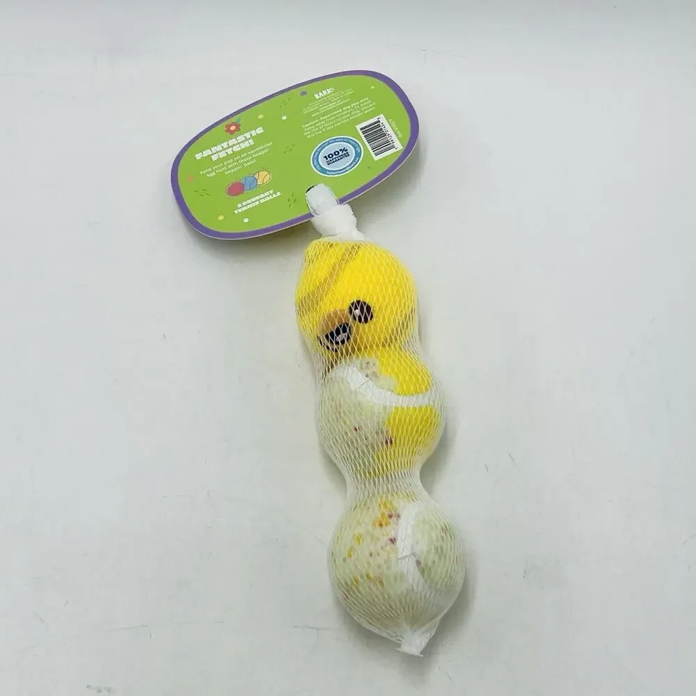 Bark Box S Baller Chicks 3 Squeaky Tennis Balls Yellow Chickens New